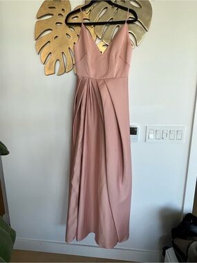 Spaghetti Strap Blush Pink Evening Dress